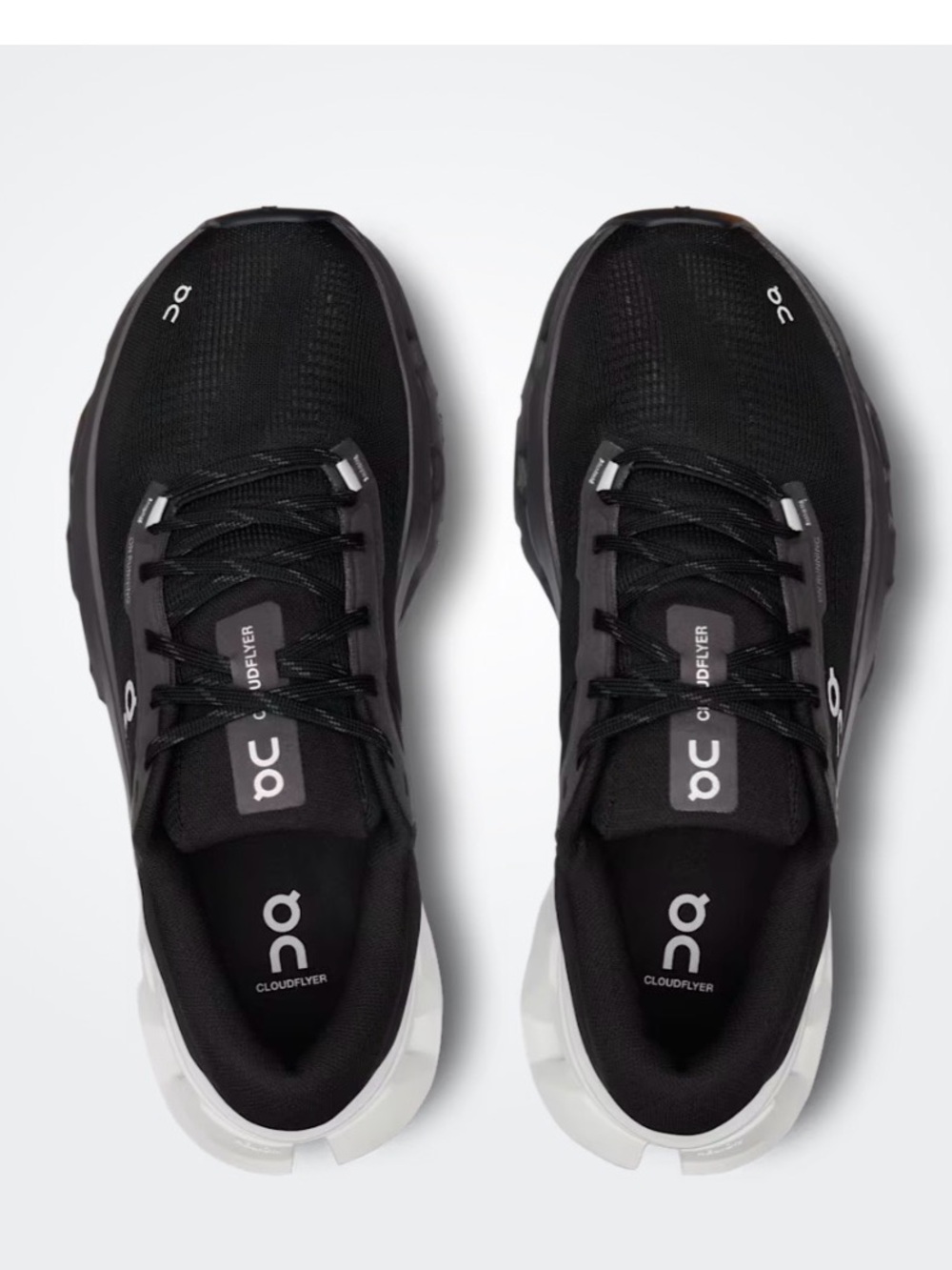 On Running Cloudflyer Women’s Athletic Sneakers - Black with White Sole